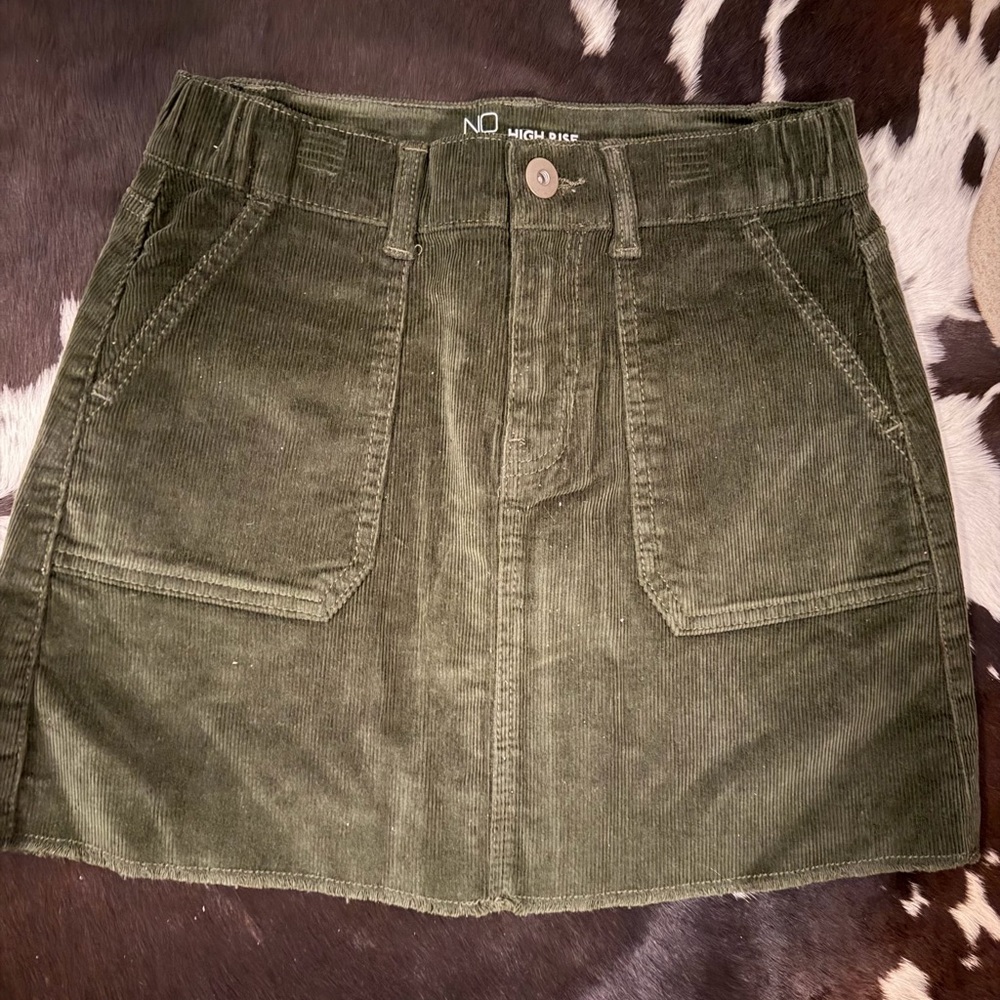 NOBO Olive Green Corduroy High-Rise Mini Skirt